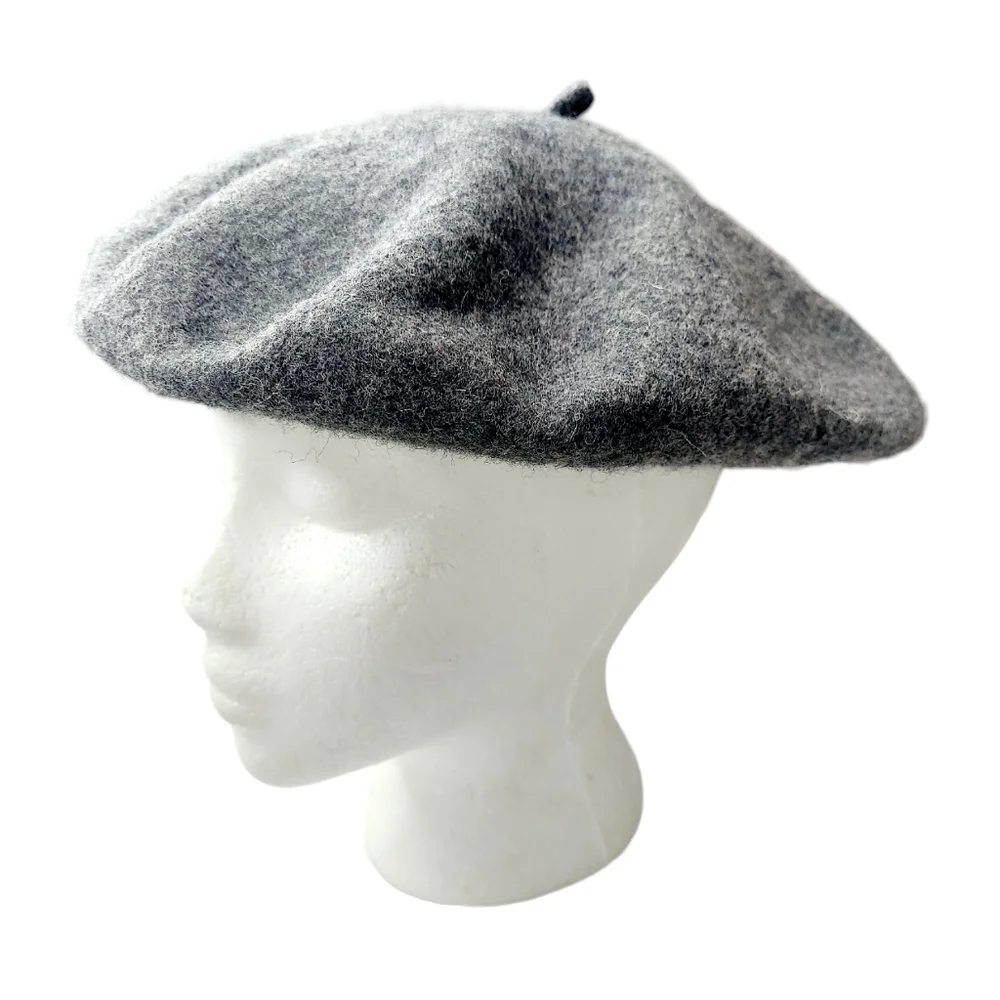 Wool Beret Gray Beanie Cap Hat Preppy Hipster NEW with Tags - Picture 6 of 9